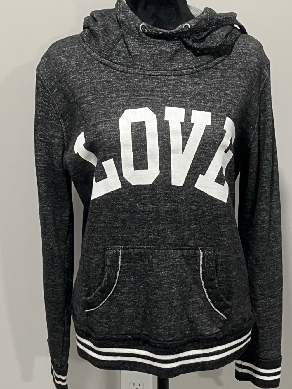 Reflex Love High Neck Draw String Gray Soft Sweatshirt Size Large